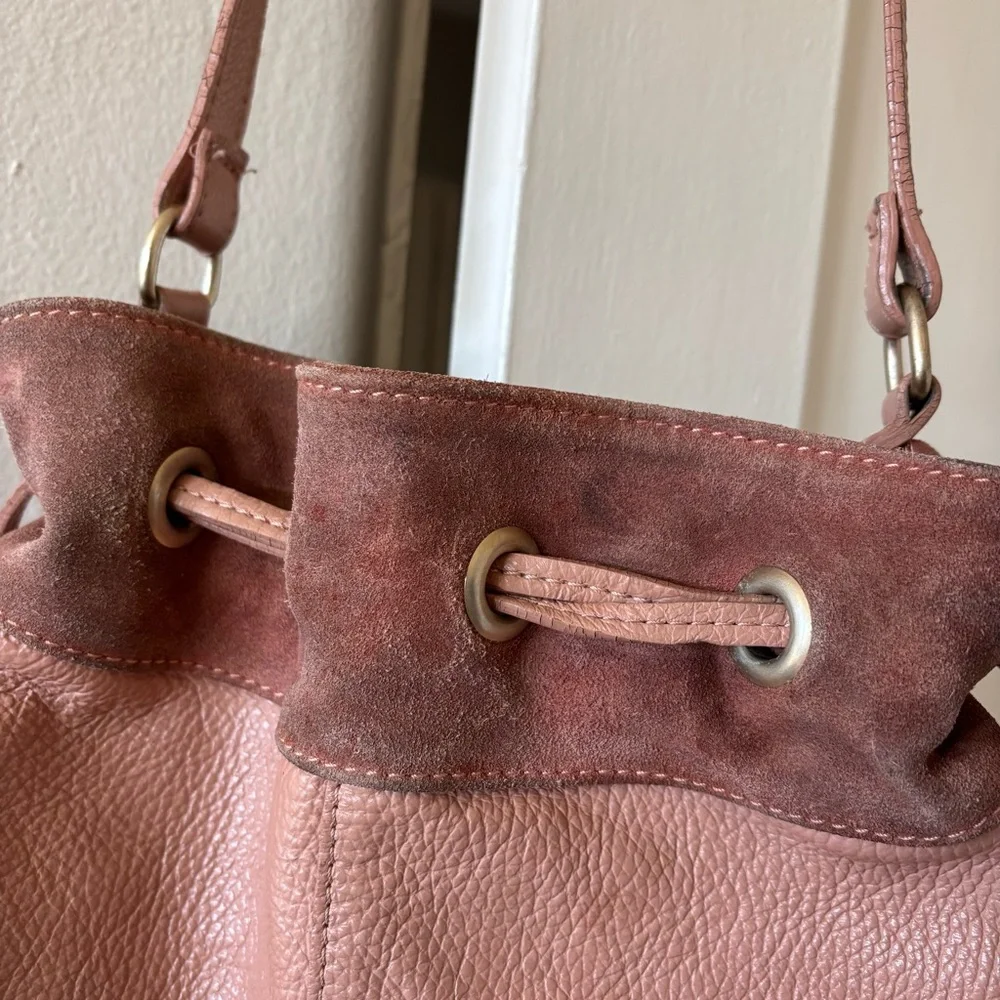 Coach and Four Pink Leather Crossbody Bucket Bag Tassels - Picture 5 of 12